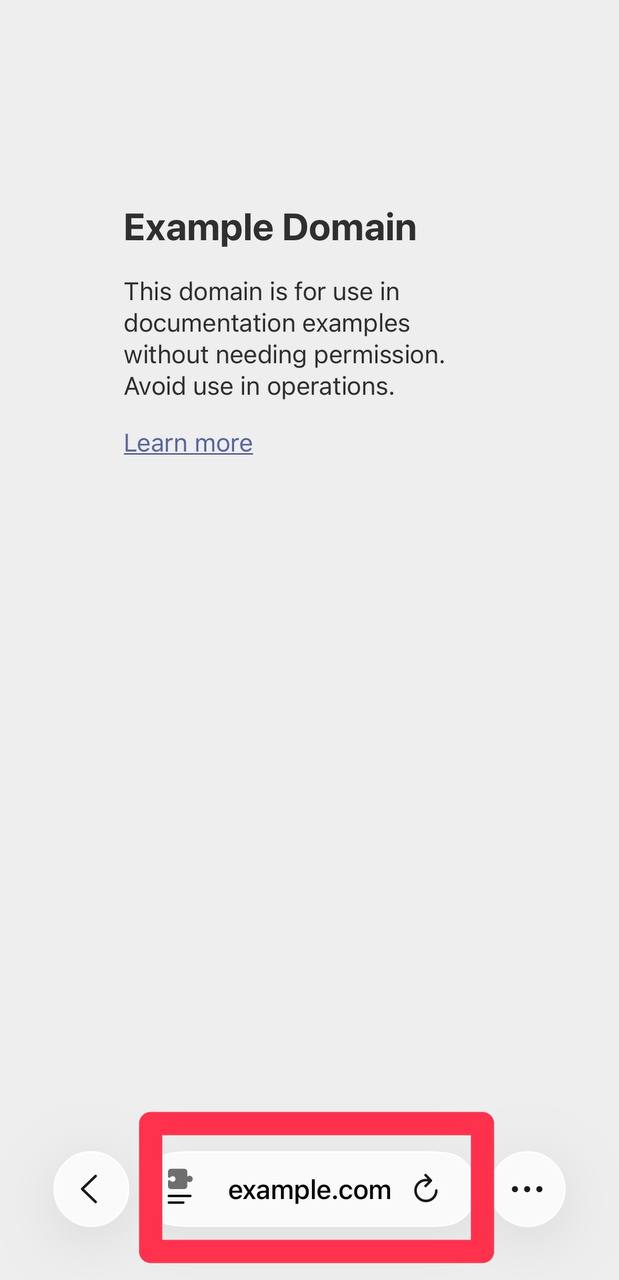 Safari でURL表示の帯を左右にスワイプしてタブを切り替える操作例（応募タブを開いていない場合）